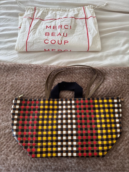 Clare V. Handbags - Clare V. Bateau Tote Harlequin Leather Woven Multicolor- Brown/Red/Yellow